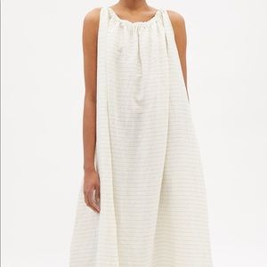 Deiji Studios Totem dress in off white pin stripe